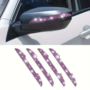 4pcs Universal Handle Car Rearview Mirror Door Edge Protector Diamond Crystal Bling Decoration Sticker Decal Auto Accessories