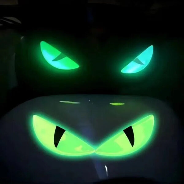 6 Reflective Luminous Devil's Eye Car Stickers Green Auto Motorcycle Headlight Styling Sticker Drip Glue Cat Eye Decoration - Image 4