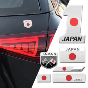 1pcs 3D Metal Aluminum Car Styling Japan Logo Flag Stickers Auto Car Body Emblem Badge Decals Exterior Decorative Accessories