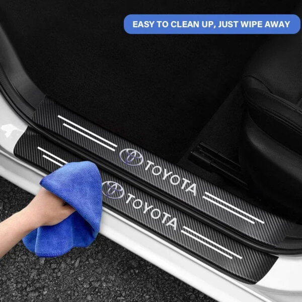 4PCS Carbon Fiber Car Sticker Auto Door Threshold Waterproof stickers For Toyota Yaris Hilux Corolla Prius Avensis Emblem Auris - Image 6