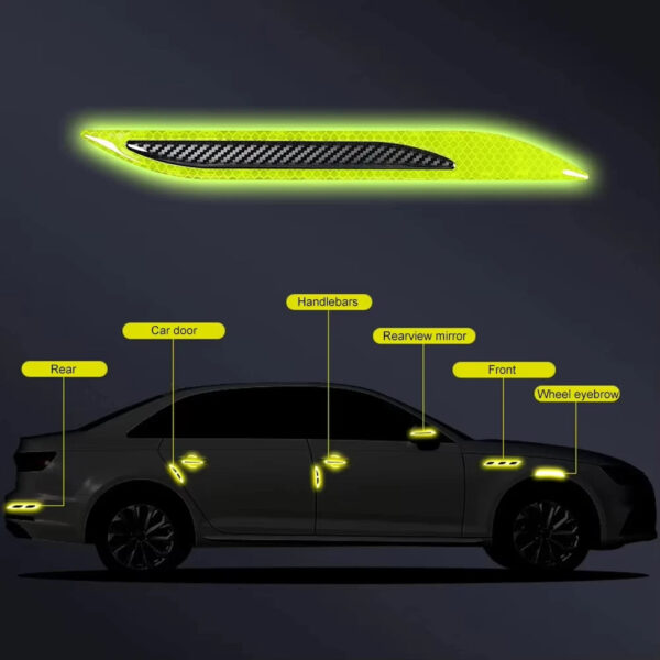 2Pcs Universal Carbon fiber Car Sticker Bumper Protector Reflective Strips Truck Auto Motorcycle Anti-Scratch Warning Stickers - Image 9