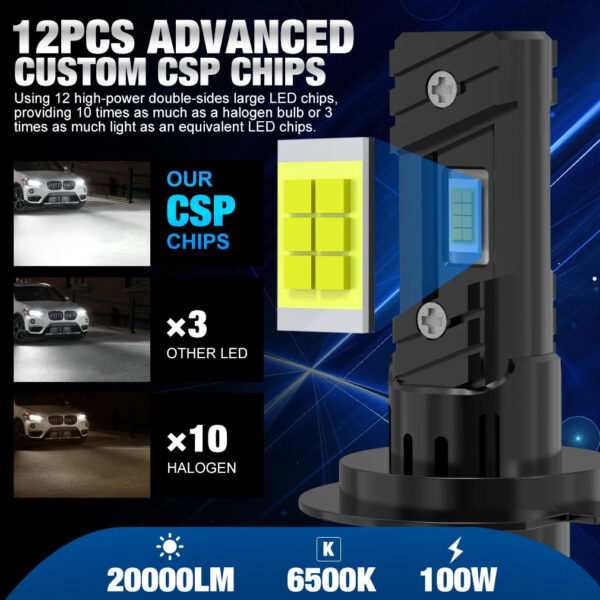 XSTORM 2PCS H7 LED Headlight Bulb 100W 20000LM CPS LED Canbus Auto Lamps 6500K LED Lights Bulb For Car 12V Truck Headlight - Image 2