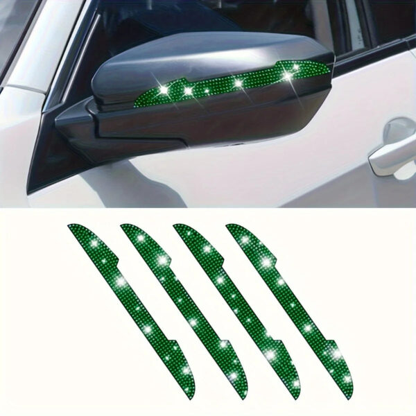 4pcs Universal Handle Car Rearview Mirror Door Edge Protector Diamond Crystal Bling Decoration Sticker Decal Auto Accessories - Image 6