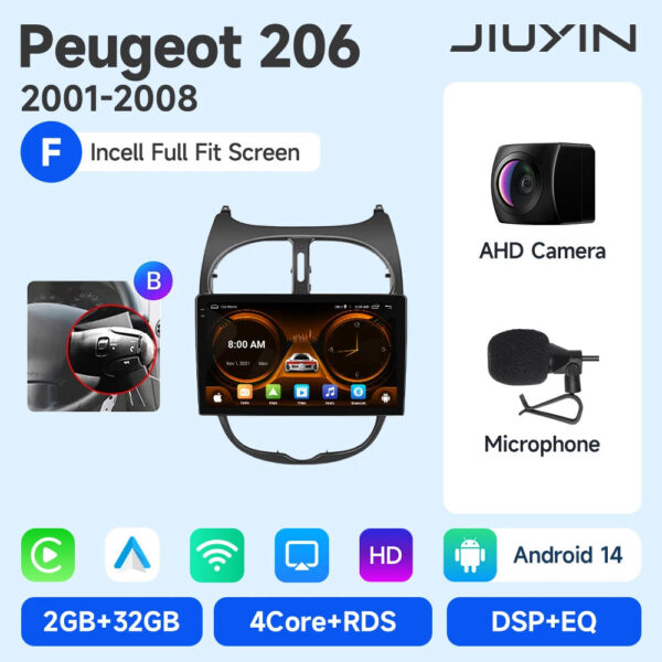 Android 15 Wireless CarPlay Auto Car Radio For Peugeot 206 206CC 206SW 2001-2008 Car Intelligent Systems DSP SWC RDS GPS FM - Image 13