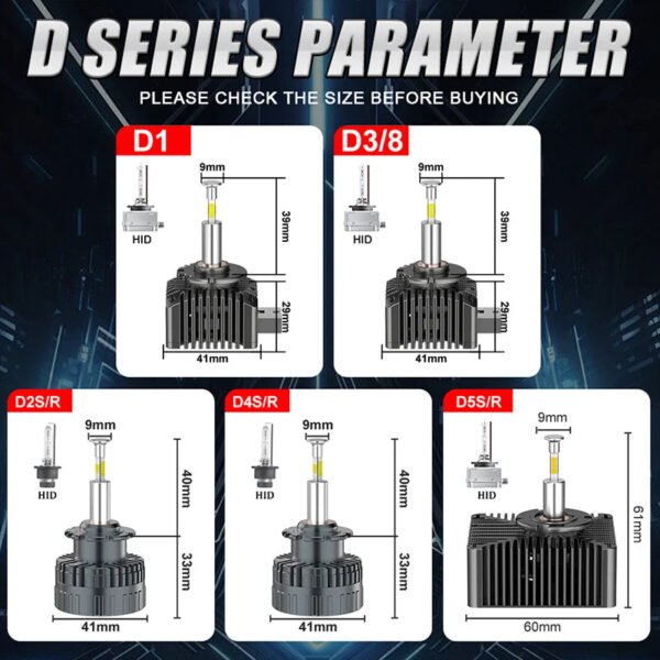 D3S D1S LED Headlights Canbus 1:1 HID D2S D4S D5S D8S D1R D2R D3R D4R Auto Lamp 8000000LM 1700W Plug&Play Turbo LED Bulb For Car - Image 6