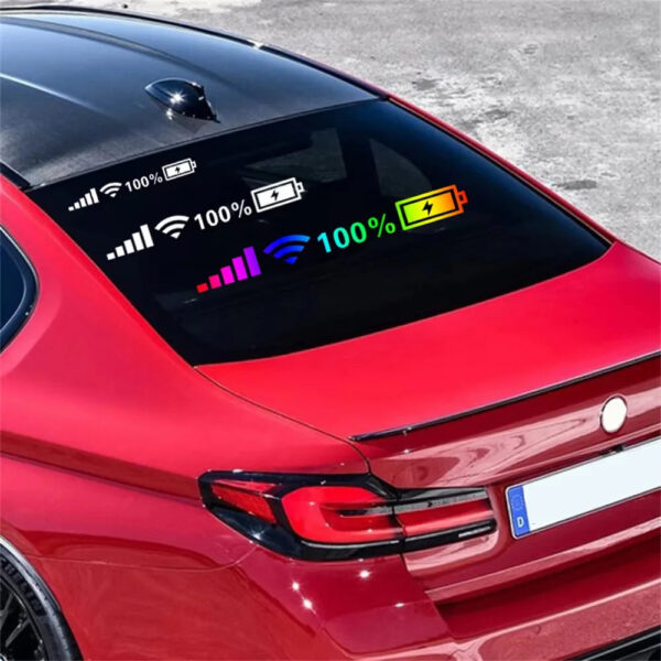 Car Reflective Sticker Front And Rear Windshield Sticker 100% Wifi Battery Level Signal Funny Decal Decor Auto Decor Accessories - Image 4