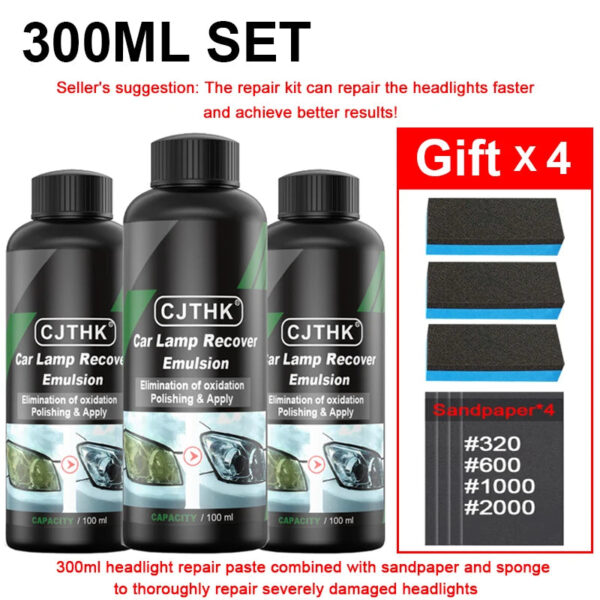 Car Headlight Restoration Polishing Kits Headlamp Scratch Remover Repair Cleaning Paste Remove Oxidation Headlight Polish Liquid - Image 9
