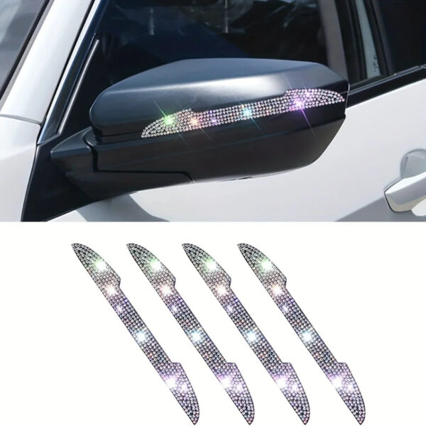 4pcs Universal Handle Car Rearview Mirror Door Edge Protector Diamond Crystal Bling Decoration Sticker Decal Auto Accessories - Image 5