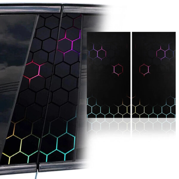 2Pcs Honeycomb-Car Stickers Auto B Pillar Waterproof Funny Decoration Cover Scratches Sunscreen Car Doors Pillar PET Decals - Image 7