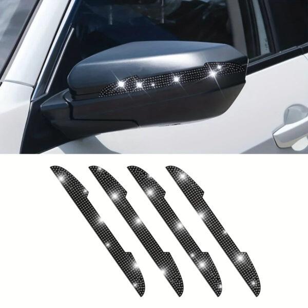 4pcs Universal Handle Car Rearview Mirror Door Edge Protector Diamond Crystal Bling Decoration Sticker Decal Auto Accessories - Image 7