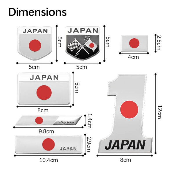 1pcs 3D Metal Aluminum Car Styling Japan Logo Flag Stickers Auto Car Body Emblem Badge Decals Exterior Decorative Accessories - Image 2
