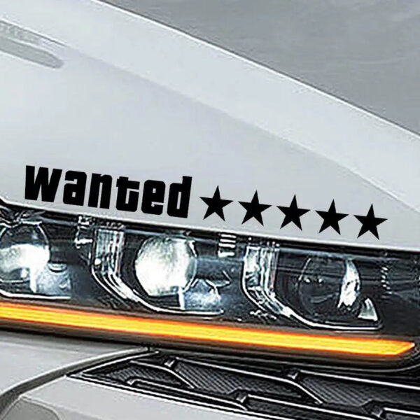 Wanted Car Sticker Water Resistant Auto Decors Decal Five Stars Car Sticker Auto Body Decoration Sticker For Truck Rear Window - Image 3