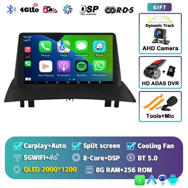 Android 14 For Renault Megane 2 2002-2009 2K QLED Android Car Radio Multimedia Video Player GPS Stereo CarPlay 4G Navigationv BT - Image 13
