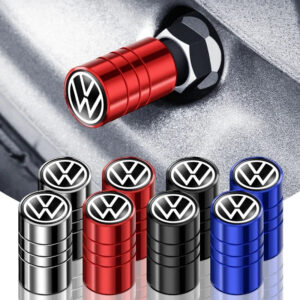 4PCS Metal Car Valve Caps Wheel Tires Air Tyre Stem Protective Caps Cover Auto Accessories For VW Volkswagen Golf Polo GTI R TDI
