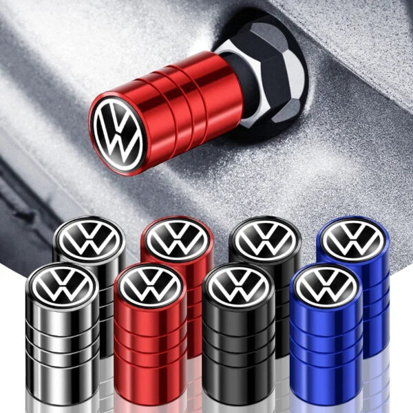 4PCS Metal Car Valve Caps Wheel Tires Air Tyre Stem Protective Caps Cover Auto Accessories For VW Volkswagen Golf Polo GTI R TDI