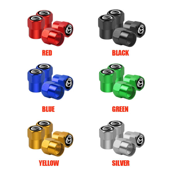 4Pcs Car Styling Aluminium Alloy Wheel Tire Valve Cover Caps Auto Accessories For Mazda CX-3 Bk CX-5 MS Speed 5 6 2 3 CX30 MX-5 - Image 2