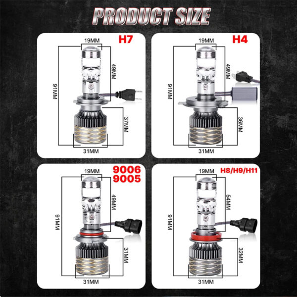 3000W 3000000LM H7 H4 Canbus Car Headlight Mini Lens H11 H8 9005 9006 HB3 HB4 LED Projector Bulb 6000K Auto Motorcycle Mini Lens - Image 6