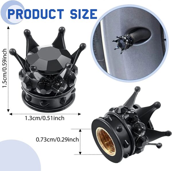 4 Pcs Crown Tire Valve Stem Caps Bling Crystal Rhinestone Universal Chrome Crown Vehicle Car Tire Caps Covers  Autos Accesorios - Image 2