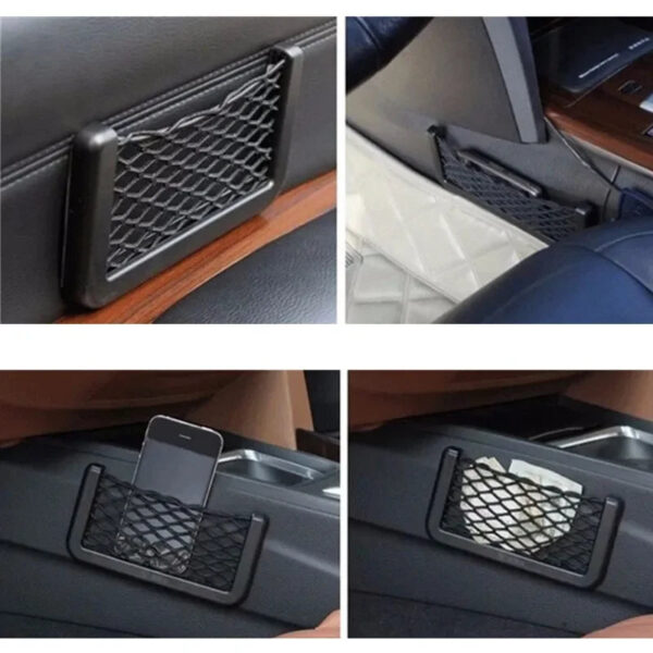 1pcs/2pcs Car Organizer Storage Bag Auto Paste Net Pocket Phone Holder Car Accessories 20*8CM 8*15CM Universal - Image 5