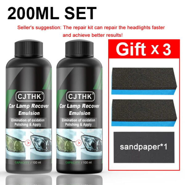 Car Headlight Restoration Polishing Kits Headlamp Scratch Remover Repair Cleaning Paste Remove Oxidation Headlight Polish Liquid - Image 8