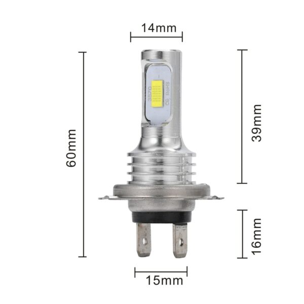1Pcs H7 LED Bulb 1:1 Mini Fanless Size Head Lamp Wireless 20000LM CSP LED Chips H7 Car LED Headlight Bulb 6000K White 12V - Image 5