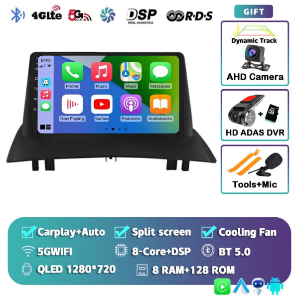 Android 14 For Renault Megane 2 2002-2009 2K QLED Android Car Radio Multimedia Video Player GPS Stereo CarPlay 4G Navigationv BT - Image 10