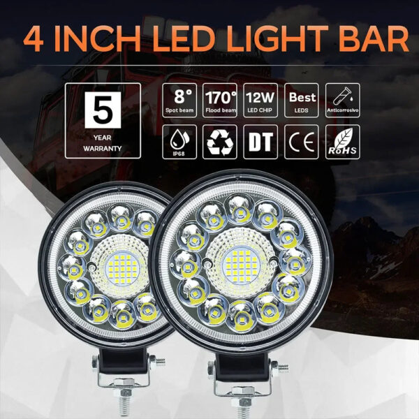 Auto Work Light 99W 123W Led Light Round Square LED Offroad LED Bar 4 Inch Spot Flood Fog Lamp12V 24V Off Road 4x4 1/2/4pcs - Image 6