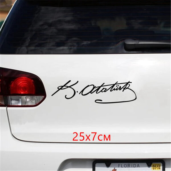 CS-905# 25*7cm Signature Ataturk car sticker vinyl decal white/black for auto car stickers styling car decoration - Image 7