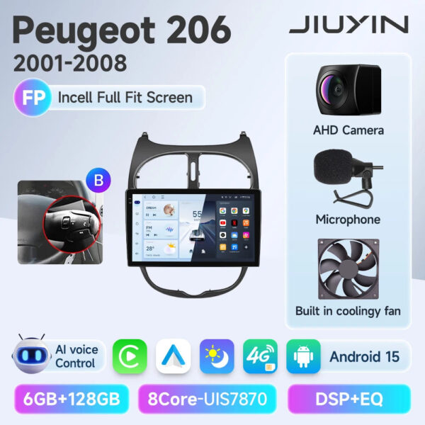 Android 15 Wireless CarPlay Auto Car Radio For Peugeot 206 206CC 206SW 2001-2008 Car Intelligent Systems DSP SWC RDS GPS FM - Image 17