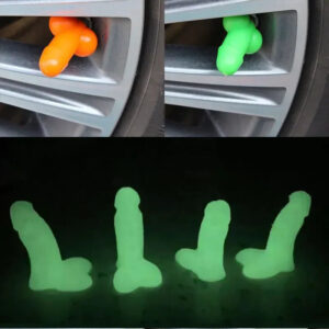 4Pcs Car Penis Shape Valve Stem Cap Car Motorcycles Luminous Car Tire Valve Caps Prank Auto Stem Cap Wheel Tire Valve Stem Cap