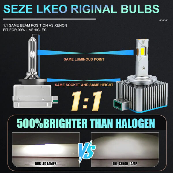 D1S D3S LED Powerful Headlight Bulb Canbus D2S D4S D8S D2R D4R Car Lights 1200000LM  1:1 Xenon Plug&Play Super Bright Auto Lamp - Image 4