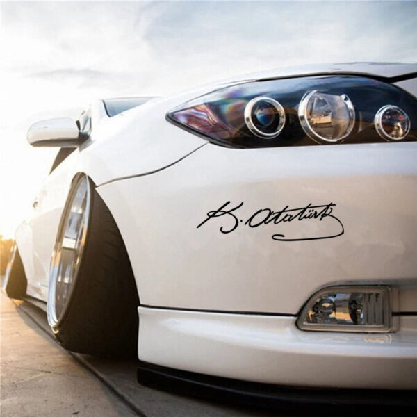 CS-905# 25*7cm Signature Ataturk car sticker vinyl decal white/black for auto car stickers styling car decoration - Image 2