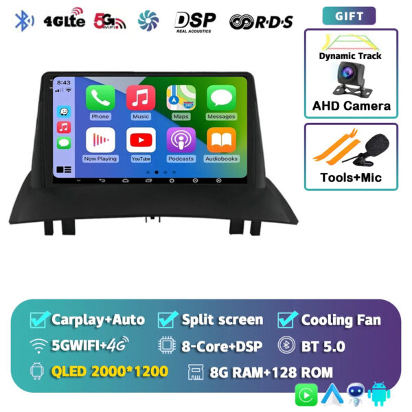 Android 14 For Renault Megane 2 2002-2009 2K QLED Android Car Radio Multimedia Video Player GPS Stereo CarPlay 4G Navigationv BT - Image 7