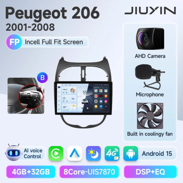 Android 15 Wireless CarPlay Auto Car Radio For Peugeot 206 206CC 206SW 2001-2008 Car Intelligent Systems DSP SWC RDS GPS FM - Image 24