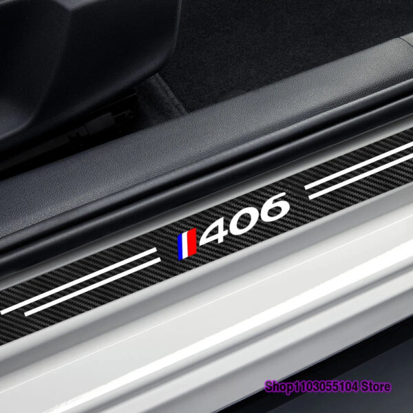 4pcs Carbon Fiber Car Door Sill Sticker For Peugeot 405 406 407 408 GT GTLINE Auto Accessories - Image 5