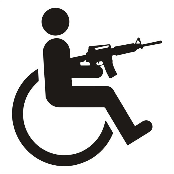 Disabled with A Gun Car Stickers Waterproof Decals Suitcase Truck Motorcycle Auto Decoration Accessories PVC,16cm*15cm - Image 2