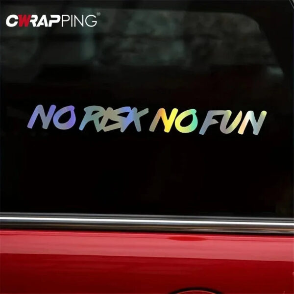 22x2.4cm NO RISK NO FUN Car Sticker Styling Car Body Window Windshield Bumper Motorcycle Decor Vinyl Film Decal Auto Accessories - Image 2