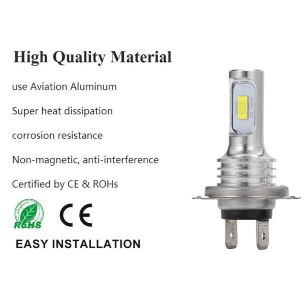 1Pcs H7 LED Bulb 1:1 Mini Fanless Size Head Lamp Wireless 20000LM CSP LED Chips H7 Car LED Headlight Bulb 6000K White 12V - Image 2