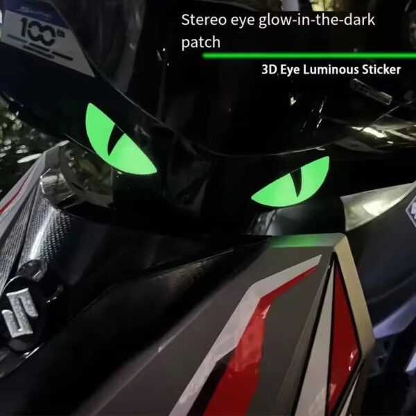 6 Reflective Luminous Devil's Eye Car Stickers Green Auto Motorcycle Headlight Styling Sticker Drip Glue Cat Eye Decoration - Image 2