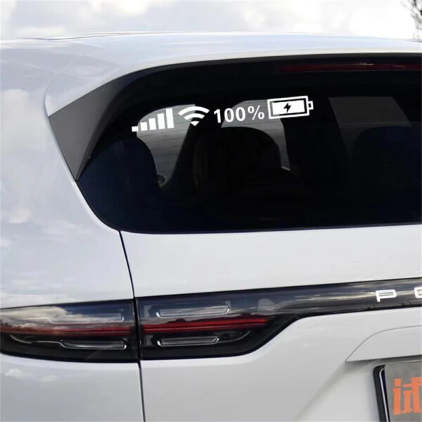 Car Reflective Sticker Front And Rear Windshield Sticker 100% Wifi Battery Level Signal Funny Decal Decor Auto Decor Accessories - Image 2