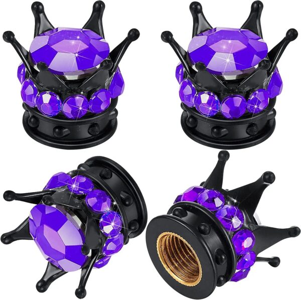 4 Pcs Crown Tire Valve Stem Caps Bling Crystal Rhinestone Universal Chrome Crown Vehicle Car Tire Caps Covers  Autos Accesorios - Image 12