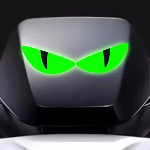 6 Reflective Luminous Devil's Eye Car Stickers Green Auto Motorcycle Headlight Styling Sticker Drip Glue Cat Eye Decoration - Image 5