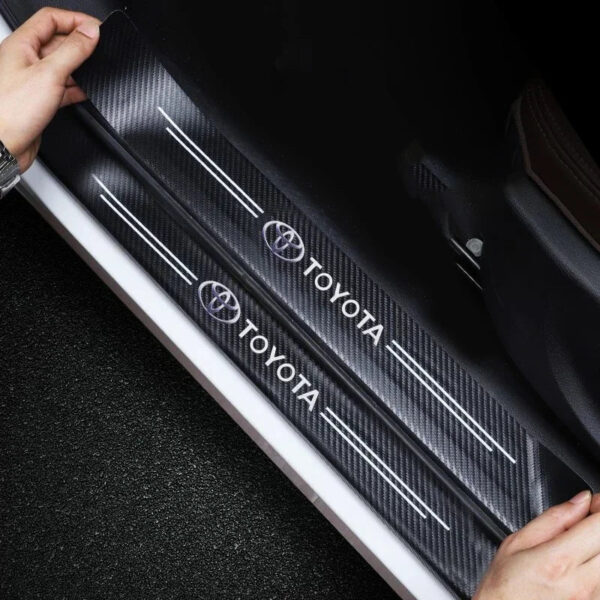 4PCS Carbon Fiber Car Sticker Auto Door Threshold Waterproof stickers For Toyota Yaris Hilux Corolla Prius Avensis Emblem Auris - Image 2
