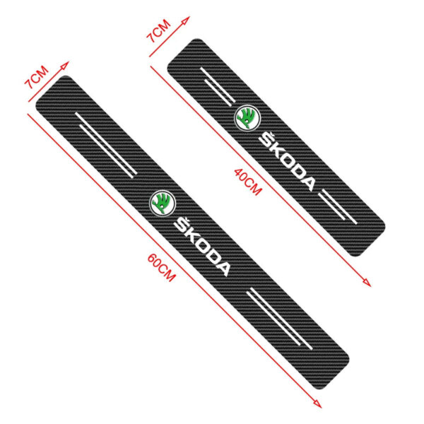 4PCS Carbon Fiber Car Sticker Auto Door Threshold Waterproof Stickers For Skoda Octavia MK2 MK3 2 3 A7 Fabia Karoq Kodiaq Rapid - Image 2