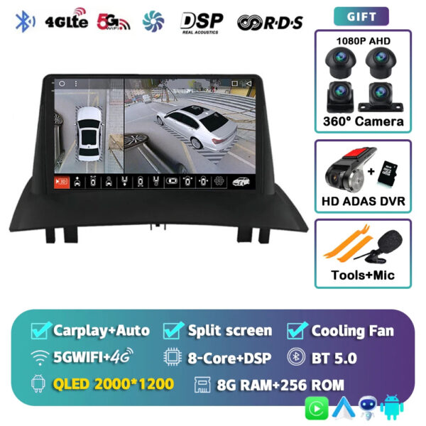 Android 14 For Renault Megane 2 2002-2009 2K QLED Android Car Radio Multimedia Video Player GPS Stereo CarPlay 4G Navigationv BT - Image 16