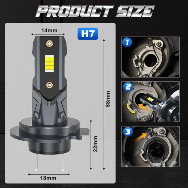 Dualvision H7 LED H18 Headlight Bulb Mini Wireless 30000LM 6000K CSP Car Headlamp Auto Diode Lamps H7 Turbo Led 12V Automobile - Image 6