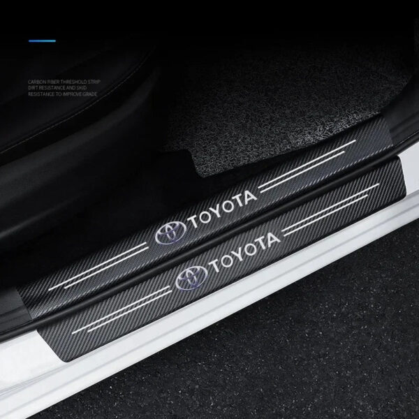 4PCS Carbon Fiber Car Sticker Auto Door Threshold Waterproof stickers For Toyota Yaris Hilux Corolla Prius Avensis Emblem Auris - Image 3