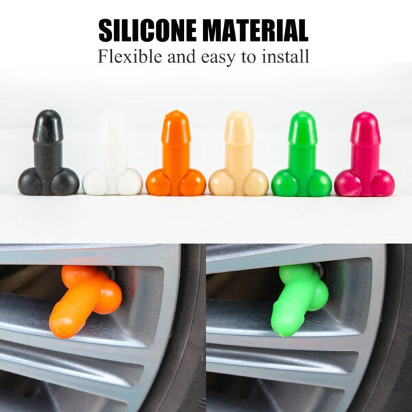 4Pcs Car Penis Shape Valve Stem Cap Car Motorcycles Luminous Car Tire Valve Caps Prank Auto Stem Cap Wheel Tire Valve Stem Cap - Image 2