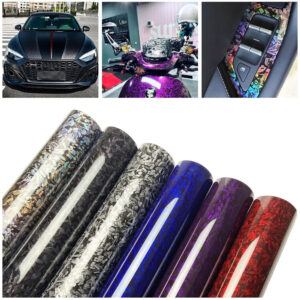 Glossy Laser Forged Carbon Fiber Vinyl Wrap Self Adhesive Car Sticker Waterproof Auto Glossy Vinyl Carbon Film for Car Decal