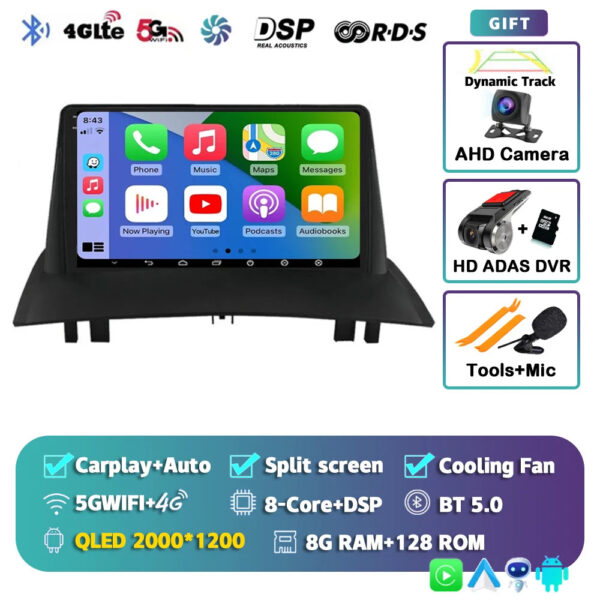 Android 14 For Renault Megane 2 2002-2009 2K QLED Android Car Radio Multimedia Video Player GPS Stereo CarPlay 4G Navigationv BT - Image 9